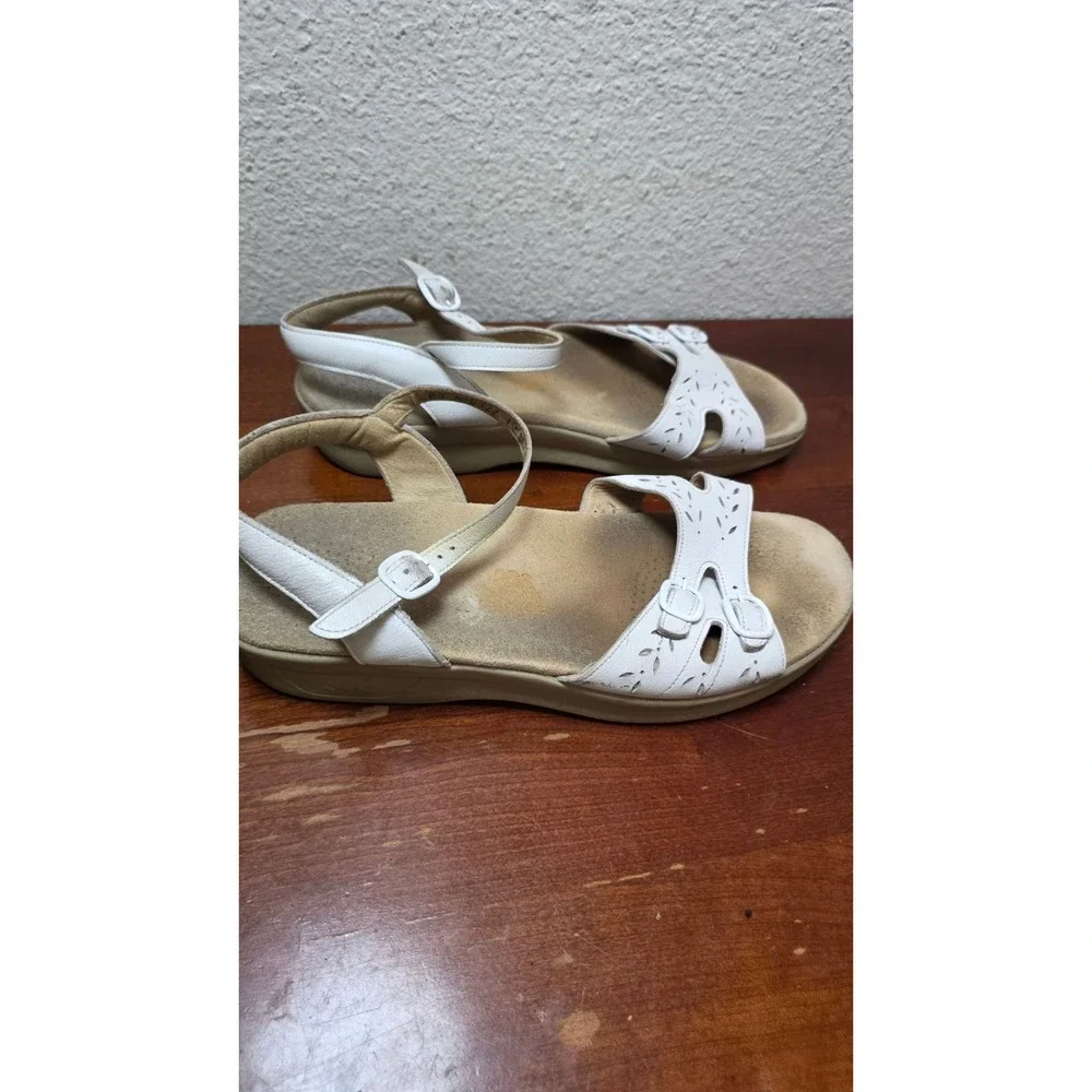 SAS‎ Tripad White Leather Adjustable Strap Mary Jane Sandals Cushioned Size 10M